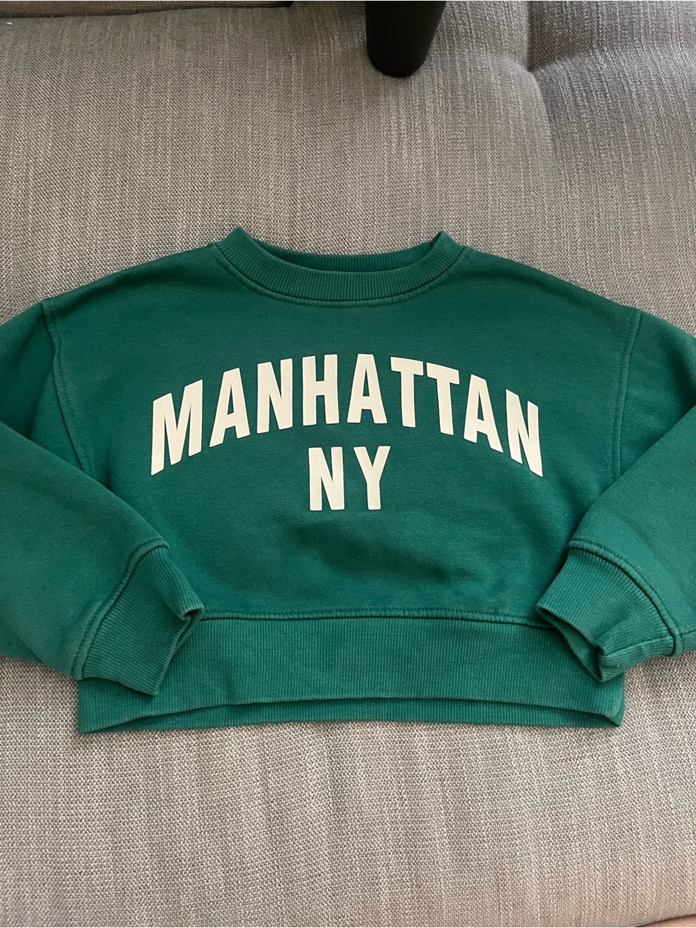 Zara- Cropped Sweatshirt with “Manhattan NY” White Lettering